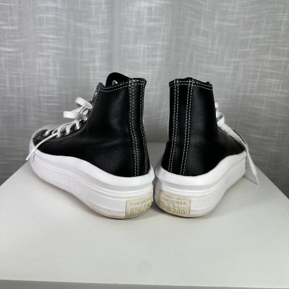 Converse Chuck Taylor All Star Move Leather Platform High-Top Sneakers Black 8 - Picture 12 of 15